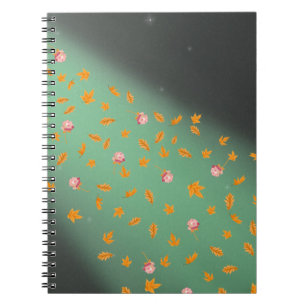 Abstract moonlight autumn leaves roses notebook