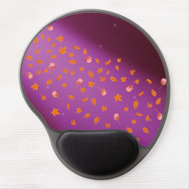 Abstract moonlight autumn leaves roses  Pink Gel Mouse Pad (Front)