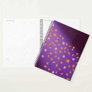 Abstract moonlight autumn leaves roses planner