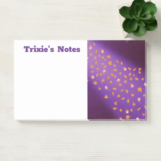 Abstract moonlight autumn leaves roses  post-it notes (Office)