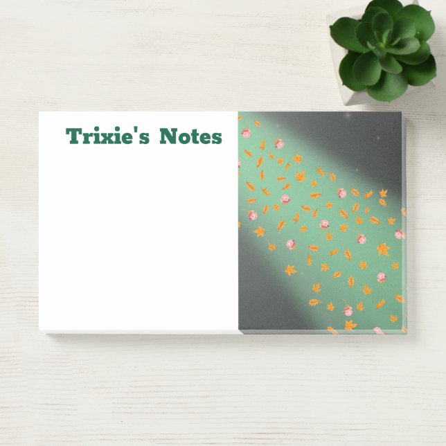 Abstract moonlight autumn leaves roses  post-it notes (Office)