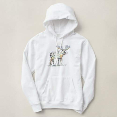 Abstract Moose Embroidered Hoodie