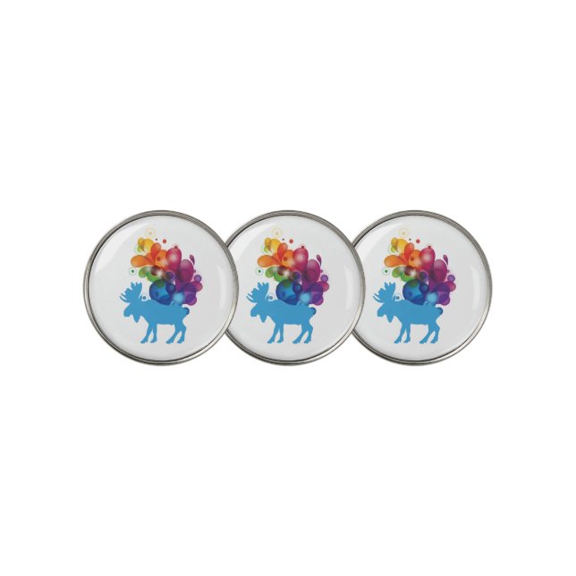 Abstract Moose Golf Ball Marker (3 Up)