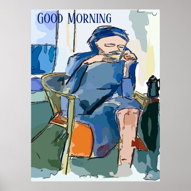 Abstract Morning Coffee Poster, add text Poster (Front)