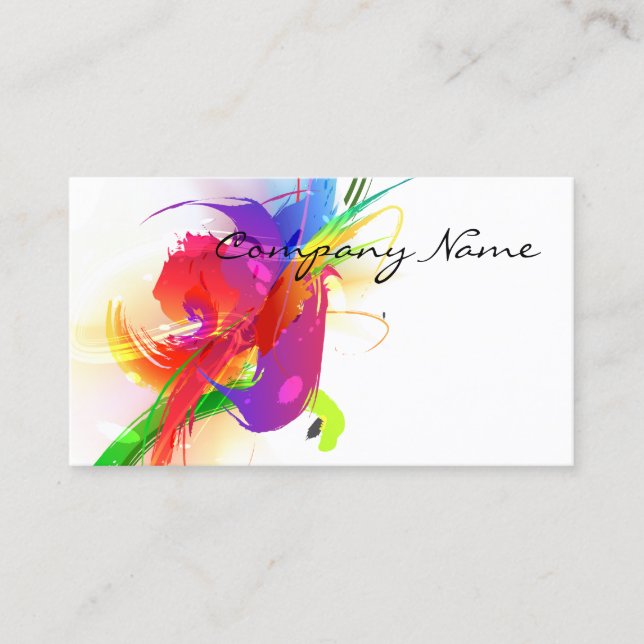 Abstract Morning Glory & Lorikeet Paint Splatters Business Card (Front)