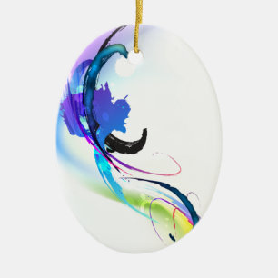 Abstract Morning Glory Paint Splatters Ceramic Ornament