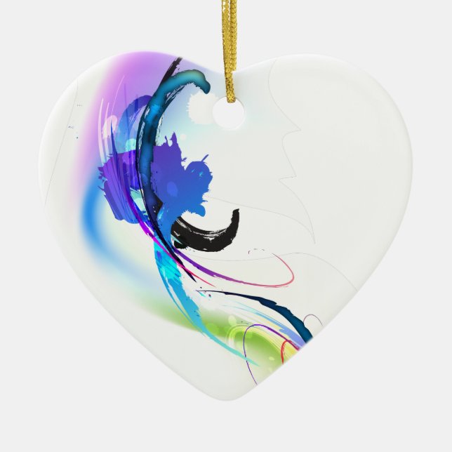 Abstract Morning Glory Paint Splatters Ceramic Ornament (Front)