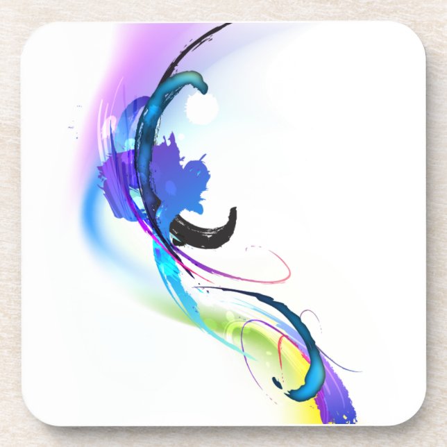Abstract Morning Glory Paint Splatters Drink Coaster (Front)