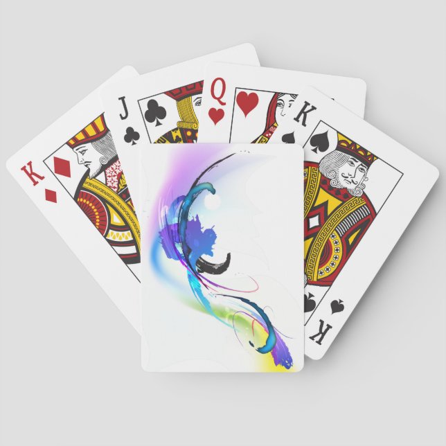 Abstract Morning Glory Paint Splatters Poker Cards (Back)