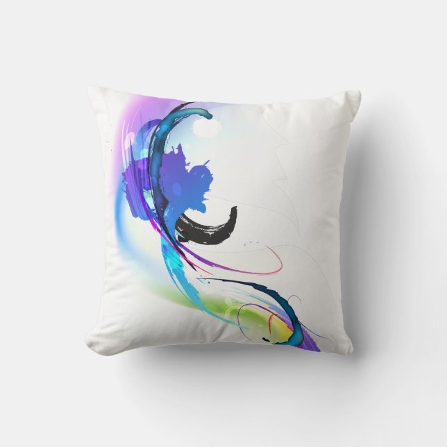 Abstract Morning Glory Paint Splatters Throw Pillow (Front)