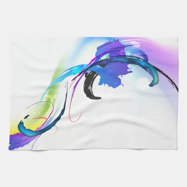 Abstract Morning Glory Paint Splatters Towel (Horizontal)
