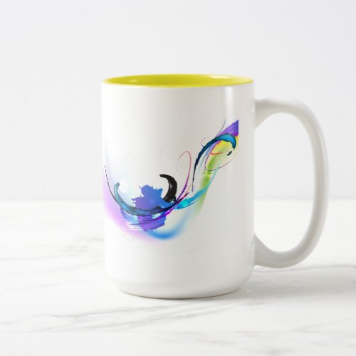 Abstract Morning Glory Paint Splatters Two_Tone Coffee Mug