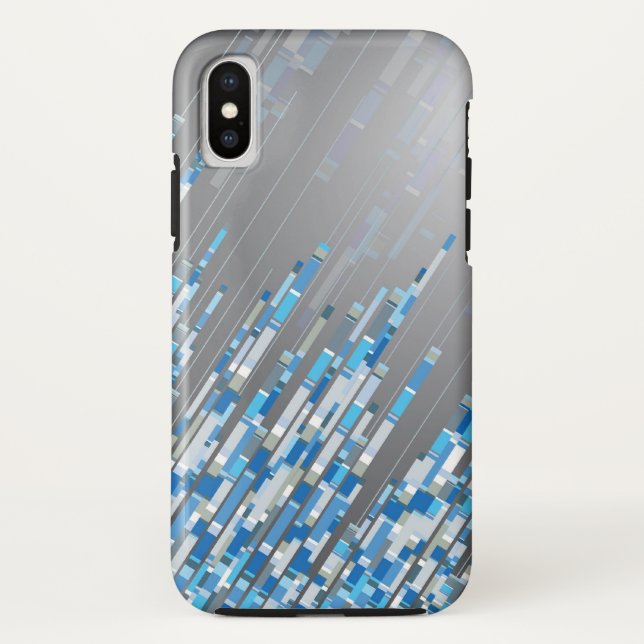 Abstract Mosaic Art Blue Digital Lines Phone Case (Back)