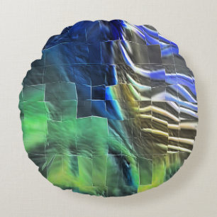Abstract mosaic drawing lightly carved and satin round pillow