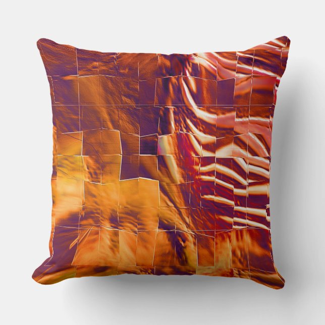 Abstract mosaic drawing of reddish gold tinfoil  throw pillow (Front)