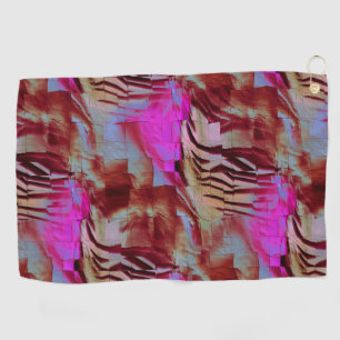 Abstract mosaic drawing of rustic pink and rusty golf towel