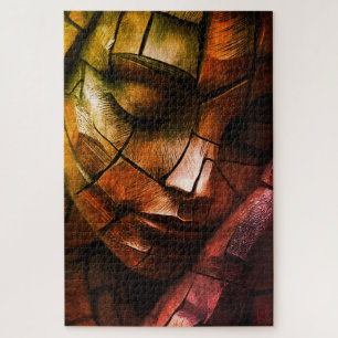 Abstract Mosaic Feminine Face Wall Art – Textured  Jigsaw Puzzle