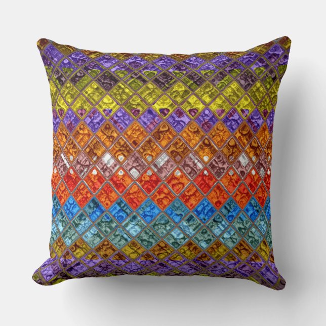 Abstract Mosaic Glass Pattern #2 Throw Pillow (Front)