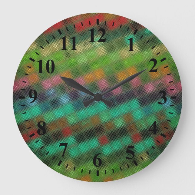 Abstract Mosaic Glass Pattern Large Clock (Front)