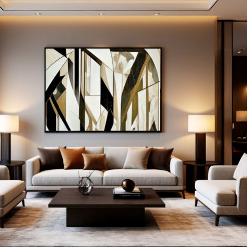 Abstract Mosaic Gold and Neutral Canvas Print