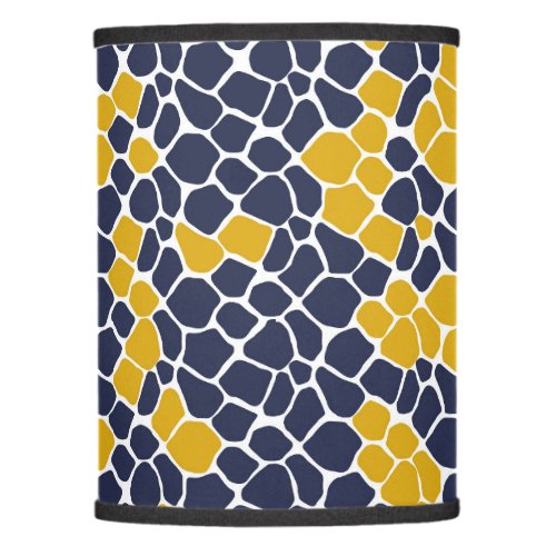 Abstract mosaic navy blue mustard yellow white lamp shade