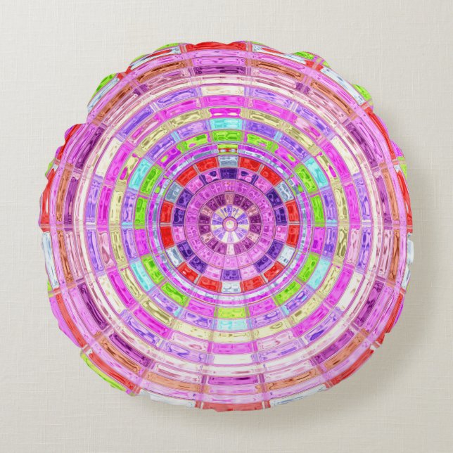 Abstract Mosaic Pattern #9 Round Pillow (Front)