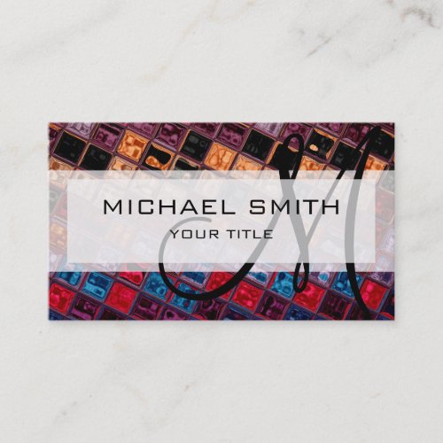 Abstract Mosaic Pattern Custom Monogram 16 Business Card