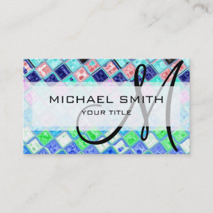 Abstract Mosaic Pattern Custom Monogram #19 Business Card