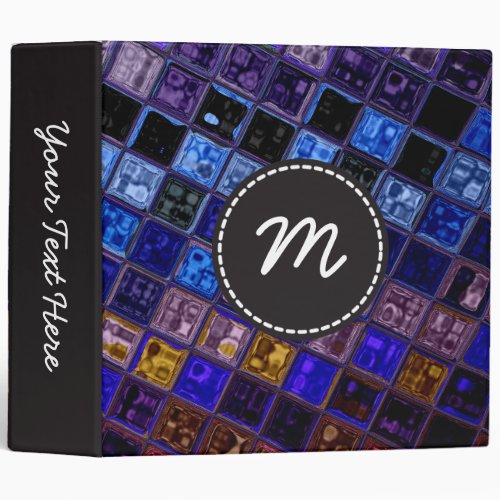 Abstract Mosaic Pattern Custom Monogram 9 3 Ring Binder