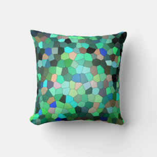 Abstract Mosaic Peacock Feather Cushion