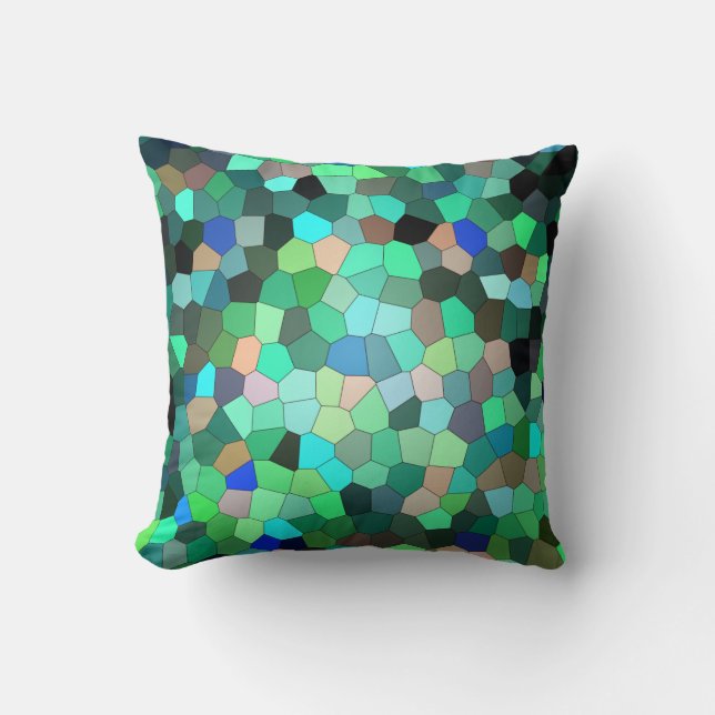 Abstract Mosaic Peacock Feather Cushion (Front)
