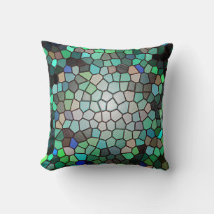 Abstract Mosaic Peacock Feather Cushion