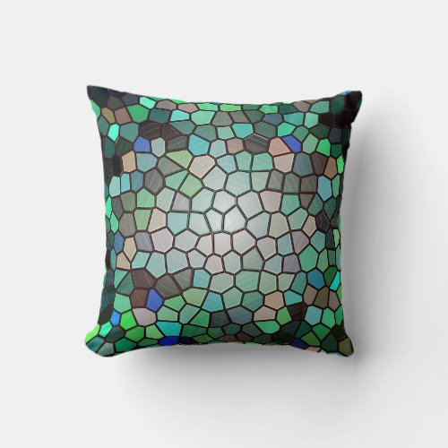 Abstract Mosaic Peacock Feather Cushion
