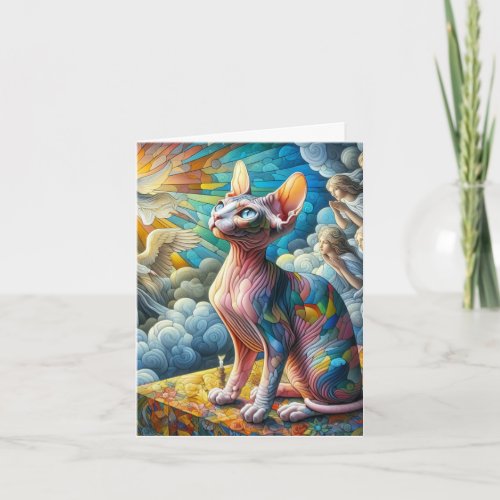 Abstract Mosaic Sphynx Cat Greeting  Card