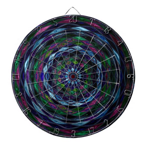 Abstract Mosaic Stained Glass 10 Dart Board