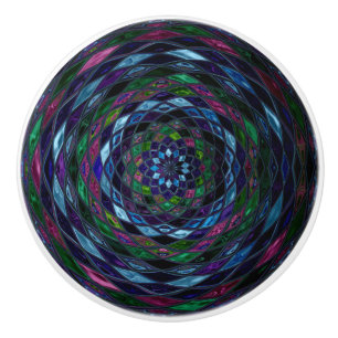 Abstract Mosaic Stained Glass #11 Ceramic Knob