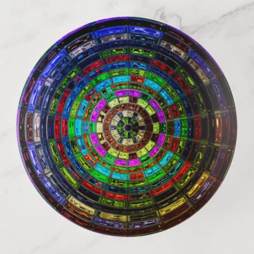 Abstract Mosaic Stained Glass 11 Trinket Tray