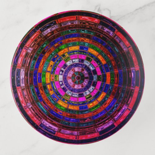 Abstract Mosaic Stained Glass 14 Trinket Tray