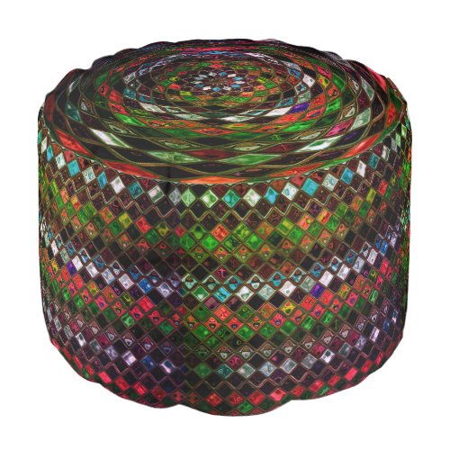 Abstract Mosaic Stained Glass 19 Pouf