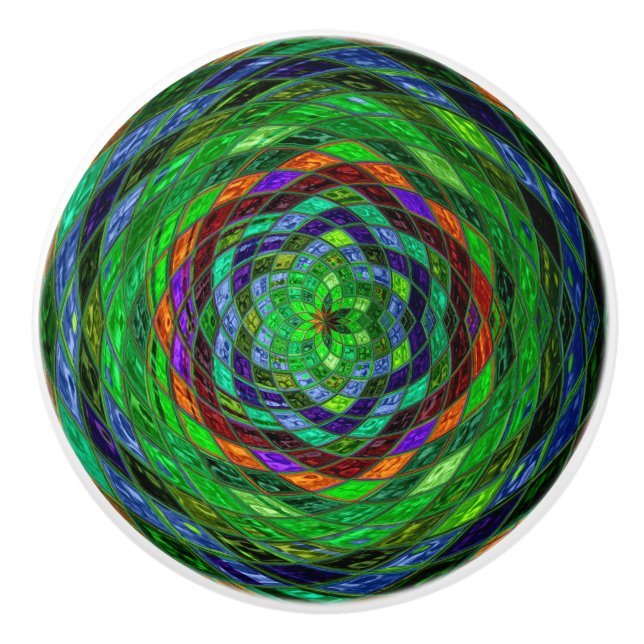 Abstract Mosaic Stained Glass #8 Ceramic Knob (Front)