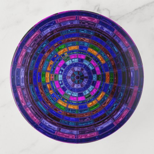 Abstract Mosaic Stained Glass 9 Trinket Tray