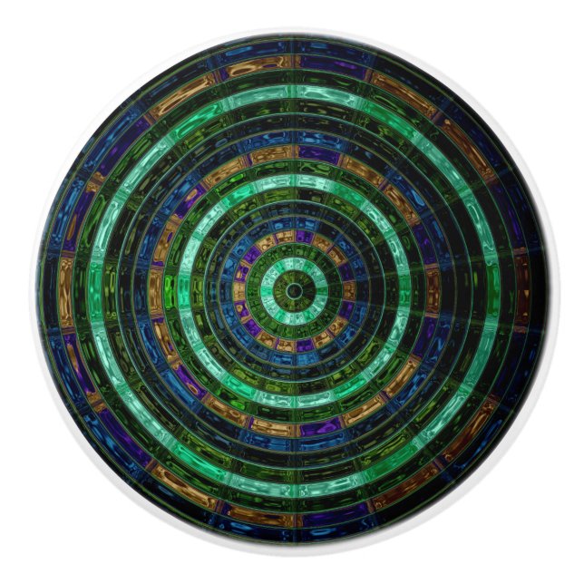 Abstract Mosaic Stained Glass Ceramic Knob (Front)