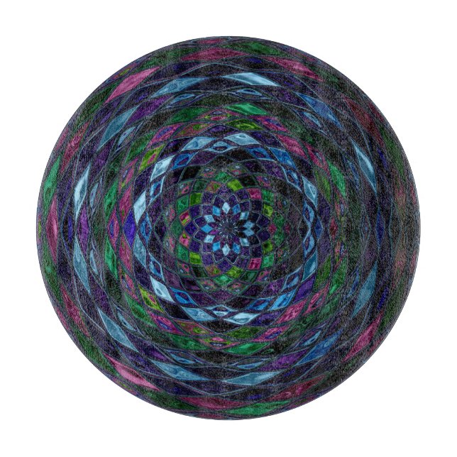 Abstract Mosaic Stained Glass Cutting Board (Front)