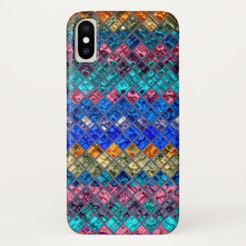 Abstract Mosaic Stained Glass Pattern 3 iPhone X Case