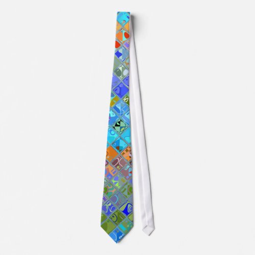 Abstract Mosaic Stained Glass Pattern Neck Tie