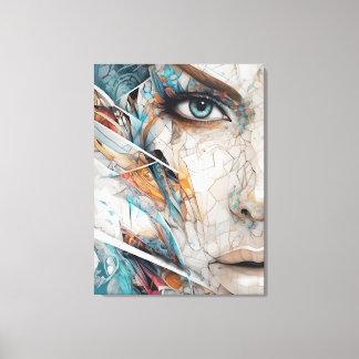 Abstract mosaic woman face panel canvas print