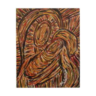 Abstract Mother And Child From Original Painting Wood Wall Decor