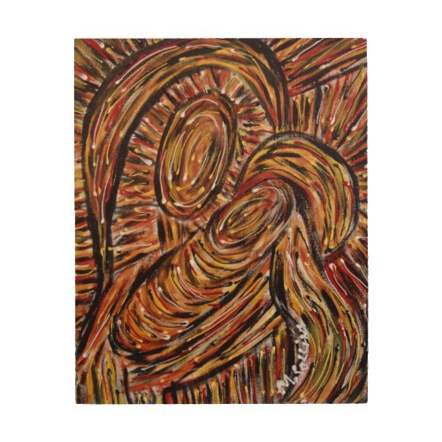 Abstract Mother And Child From Original Painting Wood Wall Decor