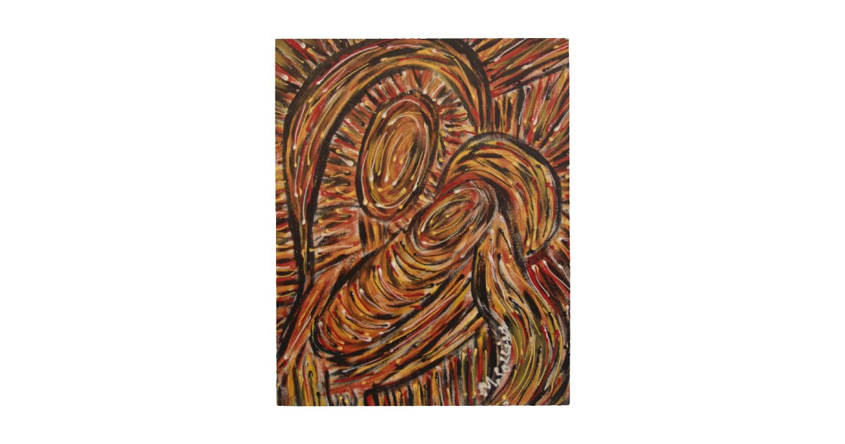 Abstract Mother And Child From Original Painting Wood Wall Decor