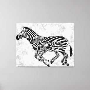 Abstract Mother and Child Zebras Canvas Print